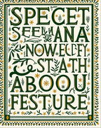 Ornate Green and Gold Floral Lettering Rug