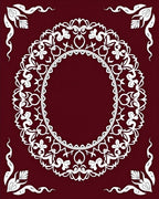 Crimson White Floral Medallion Corners Rug