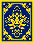 Vibrant Yellow Lotus Blue Border Rug