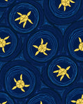 Golden Turtles in Blue Circular Waves Rug