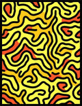 Vibrant Yellow Orange Maze Swirls Rug