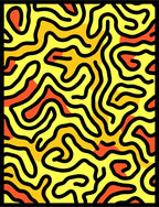 Vibrant Yellow Orange Maze Swirls Rug