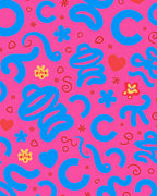 Hot Pink Blue Swirl Heart Flower Rug