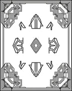 Art Deco Black White Geometric Frame Rug