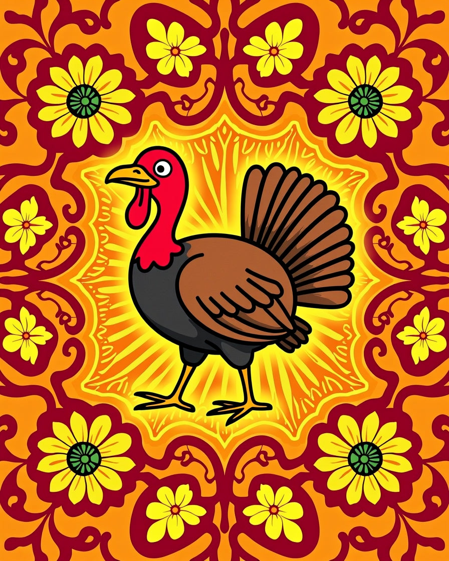 Golden Turkey Floral Mandala Rug