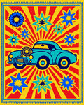 Retro Teal Car Starburst Rug