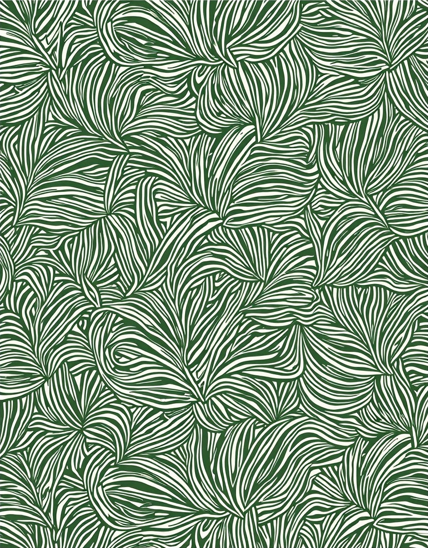 Emerald Green Abstract Swirl Foliage Rug