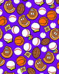 Purple Sports Balls And Pinata Rug