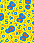 Bright Yellow Blue Orange Numbers Area Rug