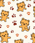 Playful Orange Kittens Paw Prints Rug