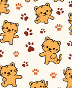 Playful Orange Kittens Paw Prints Rug