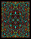 Vibrant Red Aqua Swirl Mandala Rug