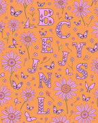 Groovy Orange Floral Butterfly Alphabet Rug