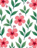 Coral Hibiscus Tropical Foliage Rug