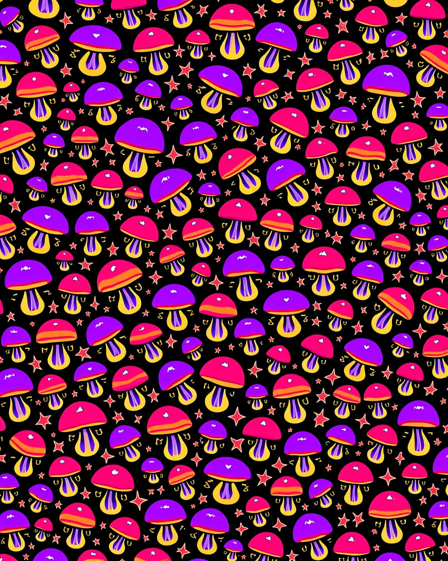 Vibrant Cosmic Mushroom Stars Rug