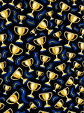 Golden Trophies Blue Ribbons Rug