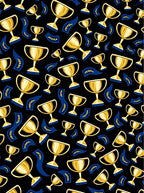 Golden Trophies Blue Ribbons Rug