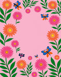 Pink Floral Butterfly Collage Rug