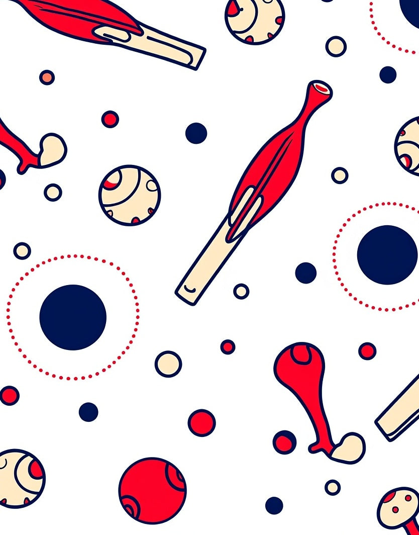 Red Bone And Circles Scatter Rug
