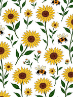 Golden Sunflowers With Bees Rug