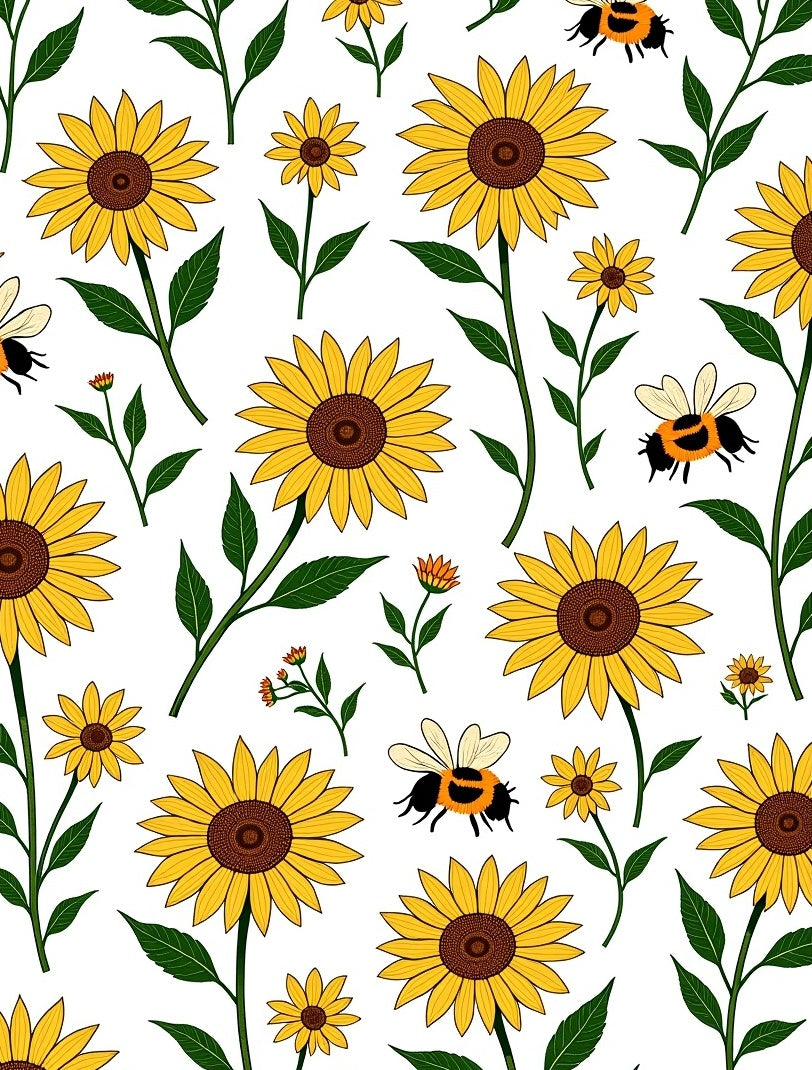 Golden Sunflowers With Bees Rug