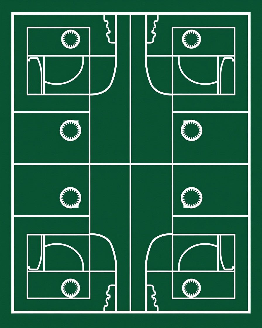 Emerald Green Abstract Labyrinth Layout Rug