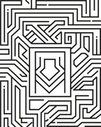 Black White Abstract Geometric Maze Rug