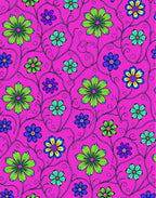 Vibrant Pink Floral Vine Meadow Rug