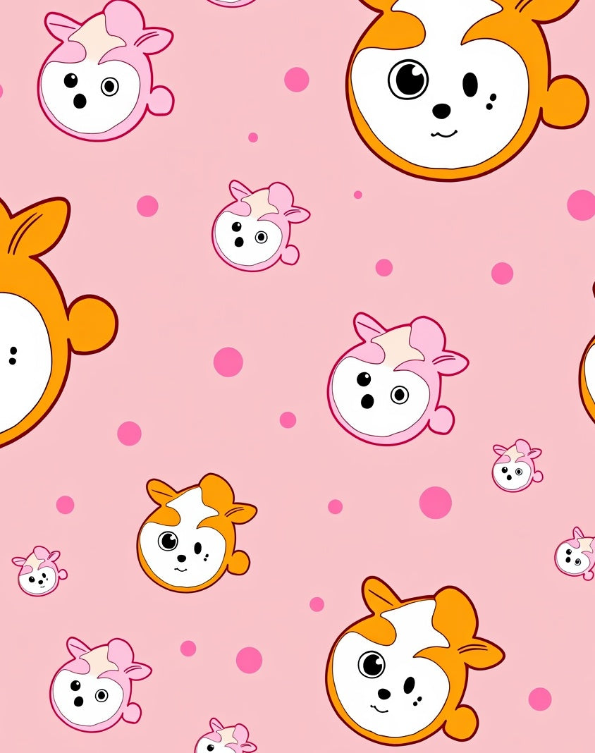 Whimsical Pink Orange Animal Dots Rug