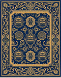 Navy Golden Regal Crest Medallion Rug