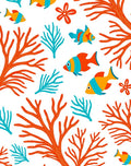 Orange Coral Blue Fish Underwater Scene Rug