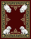 Charming Ruby Puppy Floral Border Rug