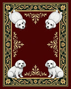 Charming Ruby Puppy Floral Border Rug