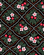 Black Floral Vine Diamond Rug
