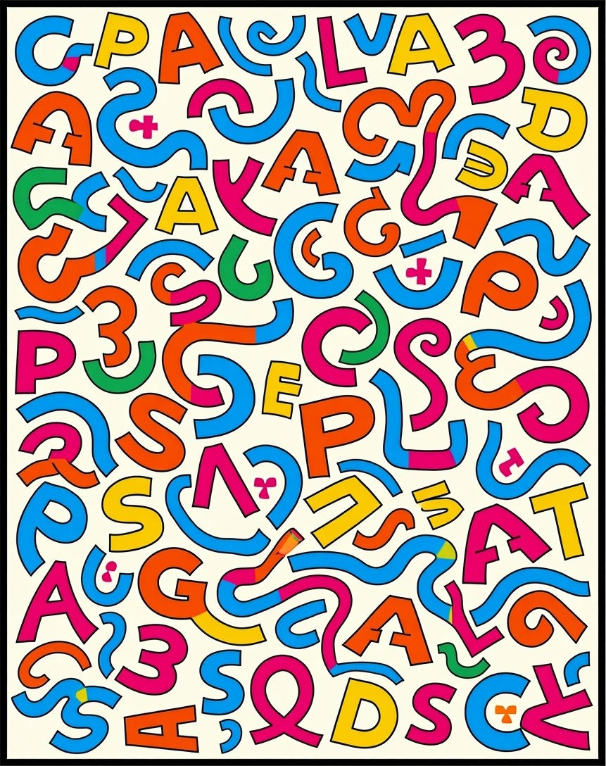 Bold Alphabet Collage Splash Rug
