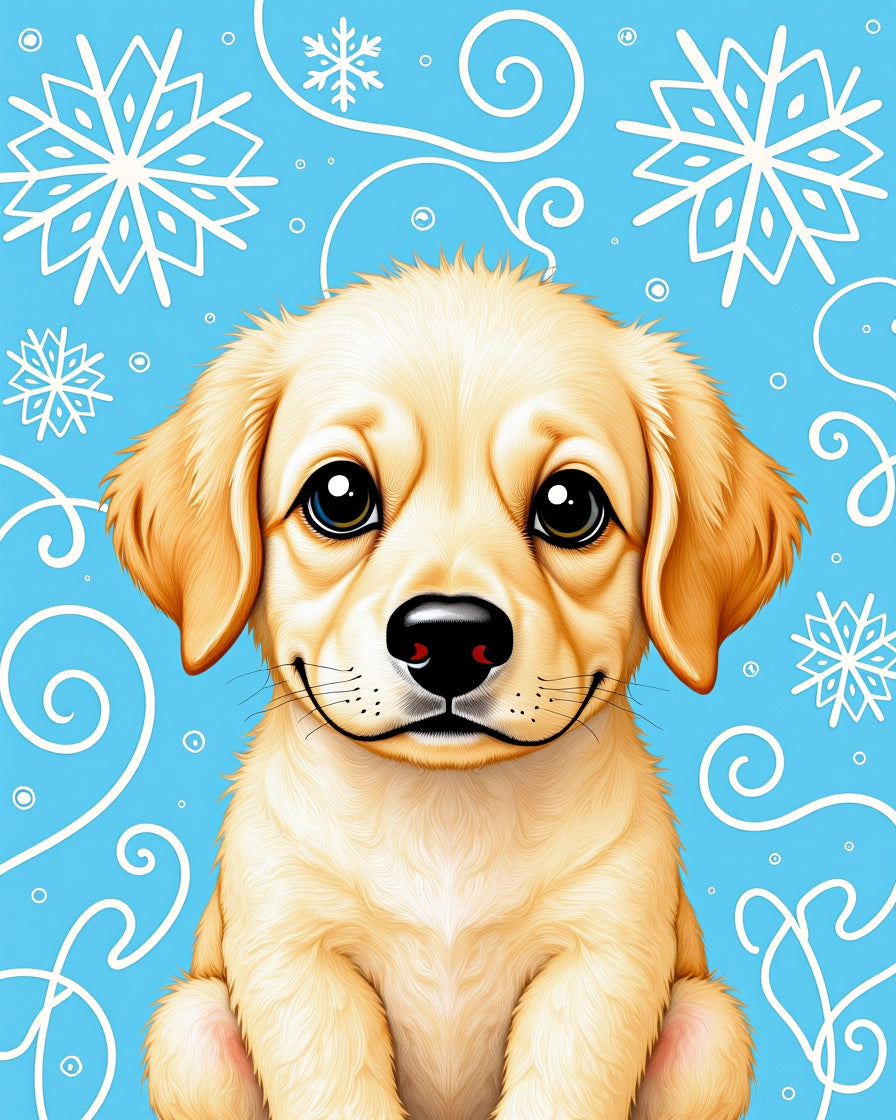 Playful Golden Retriever Snowflake Companion Rug