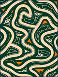 Abstract Cream Swirls Emerald Orange Rug