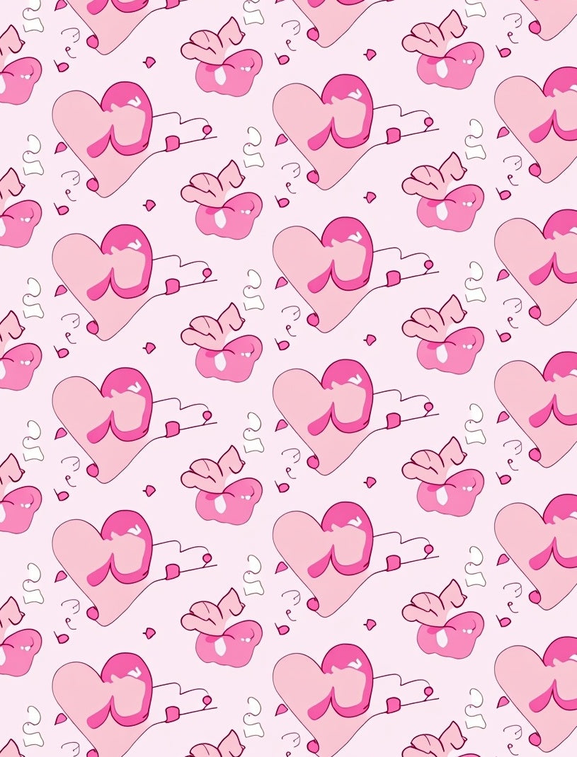 Charming Pink Hearts With Clouds Rug