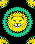 Bold Yellow Lion Black Medallion Rug