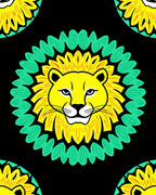 Bold Yellow Lion Black Medallion Rug