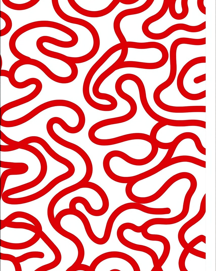 Continuous Red Line Abstract Rug