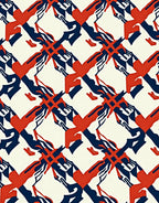 Geometric Red Blue Interlocking Forms Rug