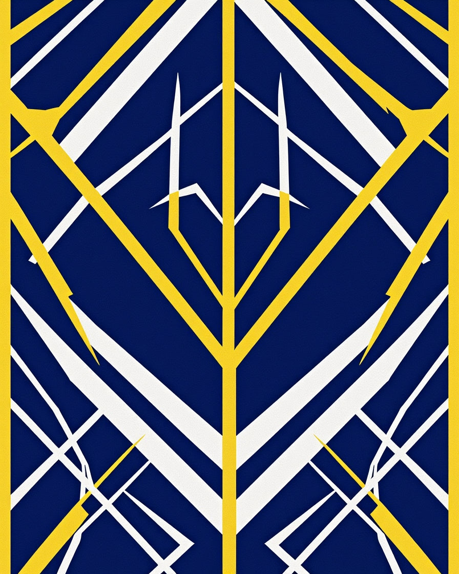 Bold Geometric Blue Yellow Streak Rug