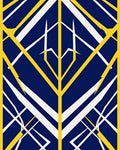 Bold Geometric Blue Yellow Streak Rug