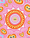 Whimsical Pink Sun Face Hearts Rug