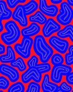 Bold Red Blue Abstract Shapes Rug