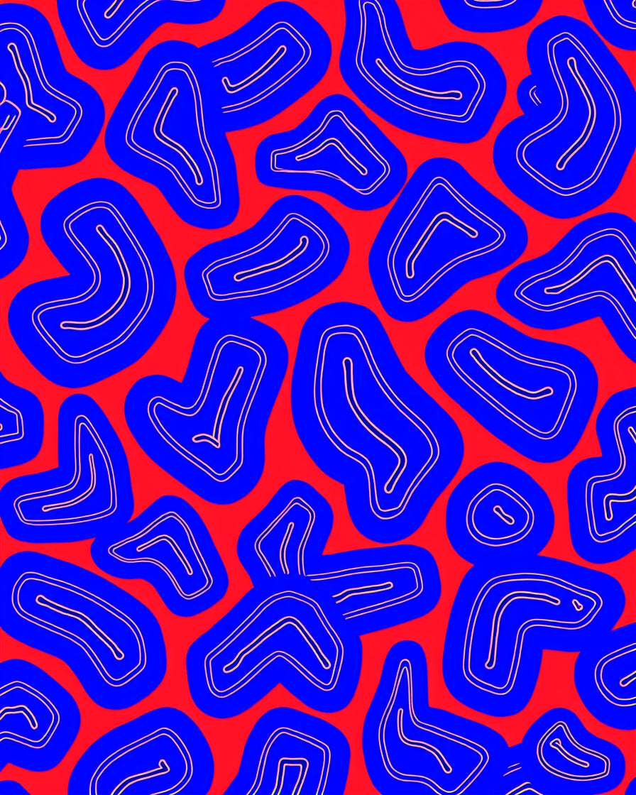 Bold Red Blue Abstract Shapes Rug