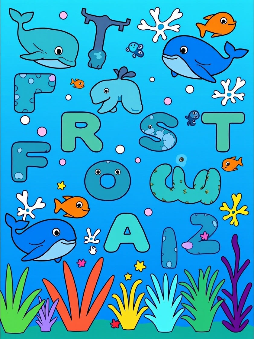 Ocean Alphabet Whales Coral Fish Rug