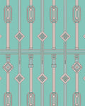 Art Deco Column Mint Pink Diamond Rug