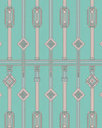 Art Deco Column Mint Pink Diamond Rug